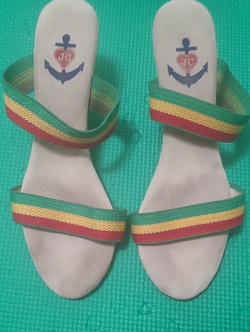 Rare Vintage JC Rasta Wedge Sandals